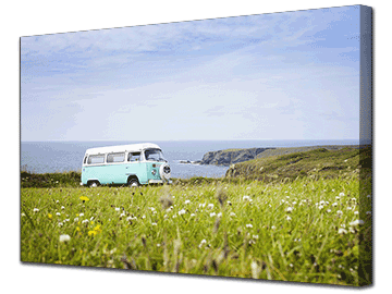 Holiday snap of a camper van holiday on canvas