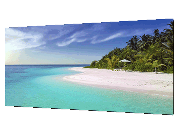 Tropical beach picture printed on a panoramic poster
