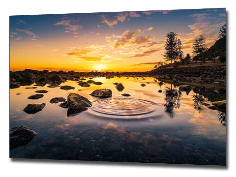 Landscape poster of a river in the sunset