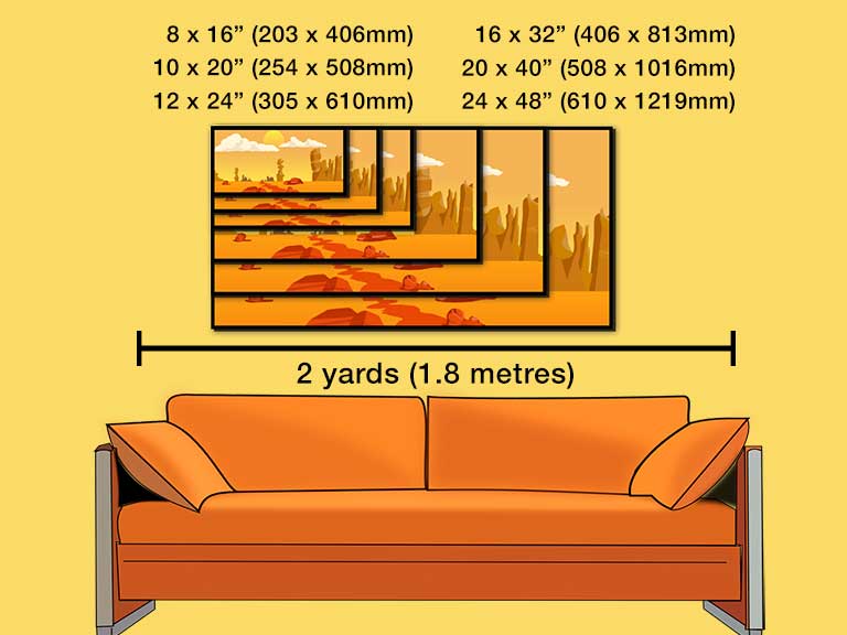 Desert image in 6 different panoramic canvas sizes