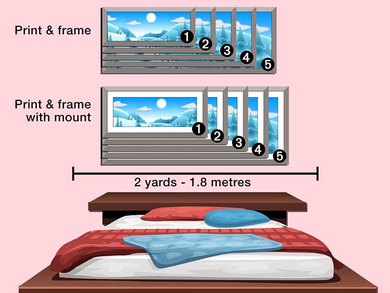 Snowscene picture printed and framed in 5 different super panoramic sizes