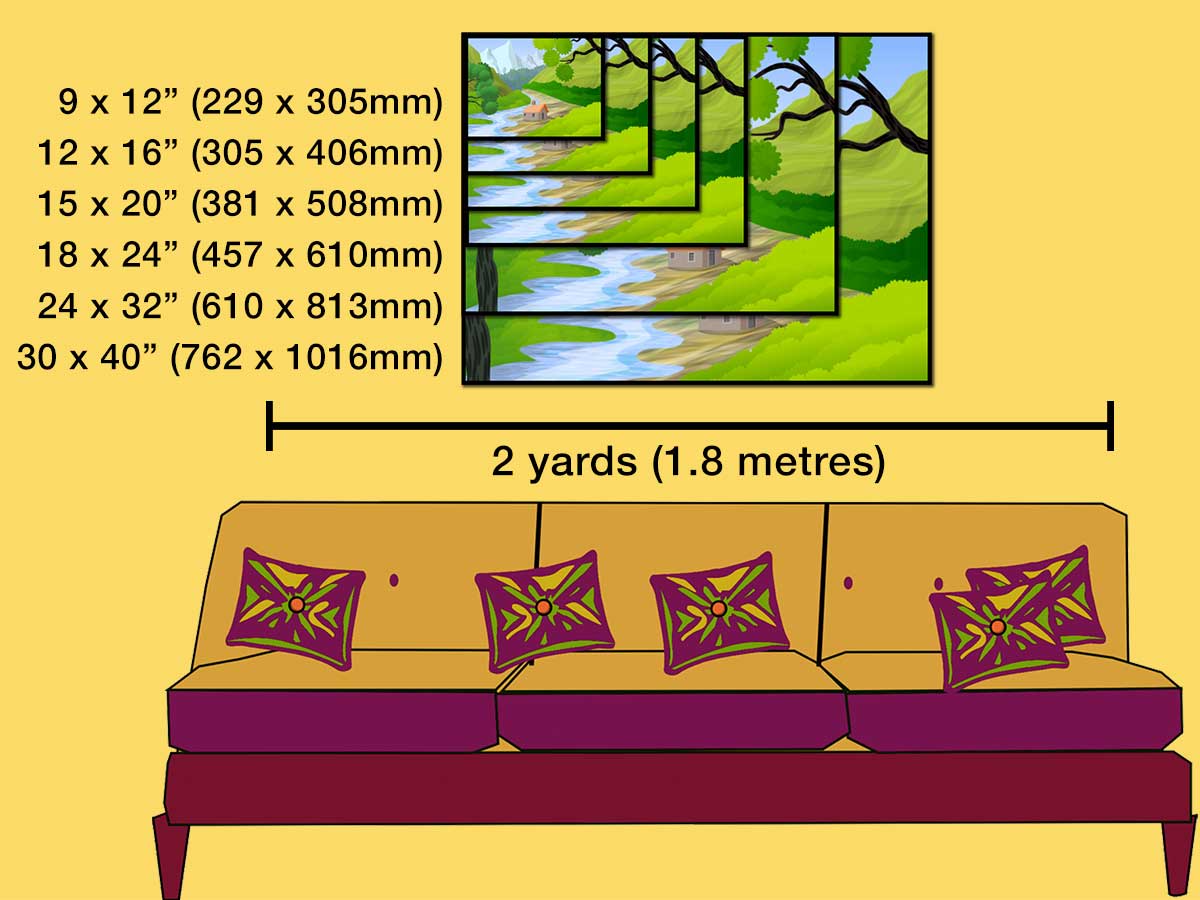 Nature landscape printed on 6 different poster sizes